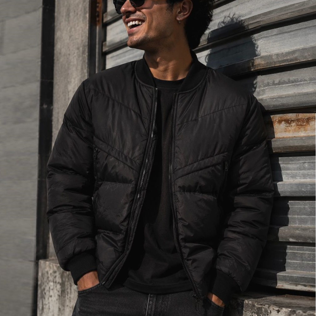 CAMPERA BOMBER NEGRA PREMIUM