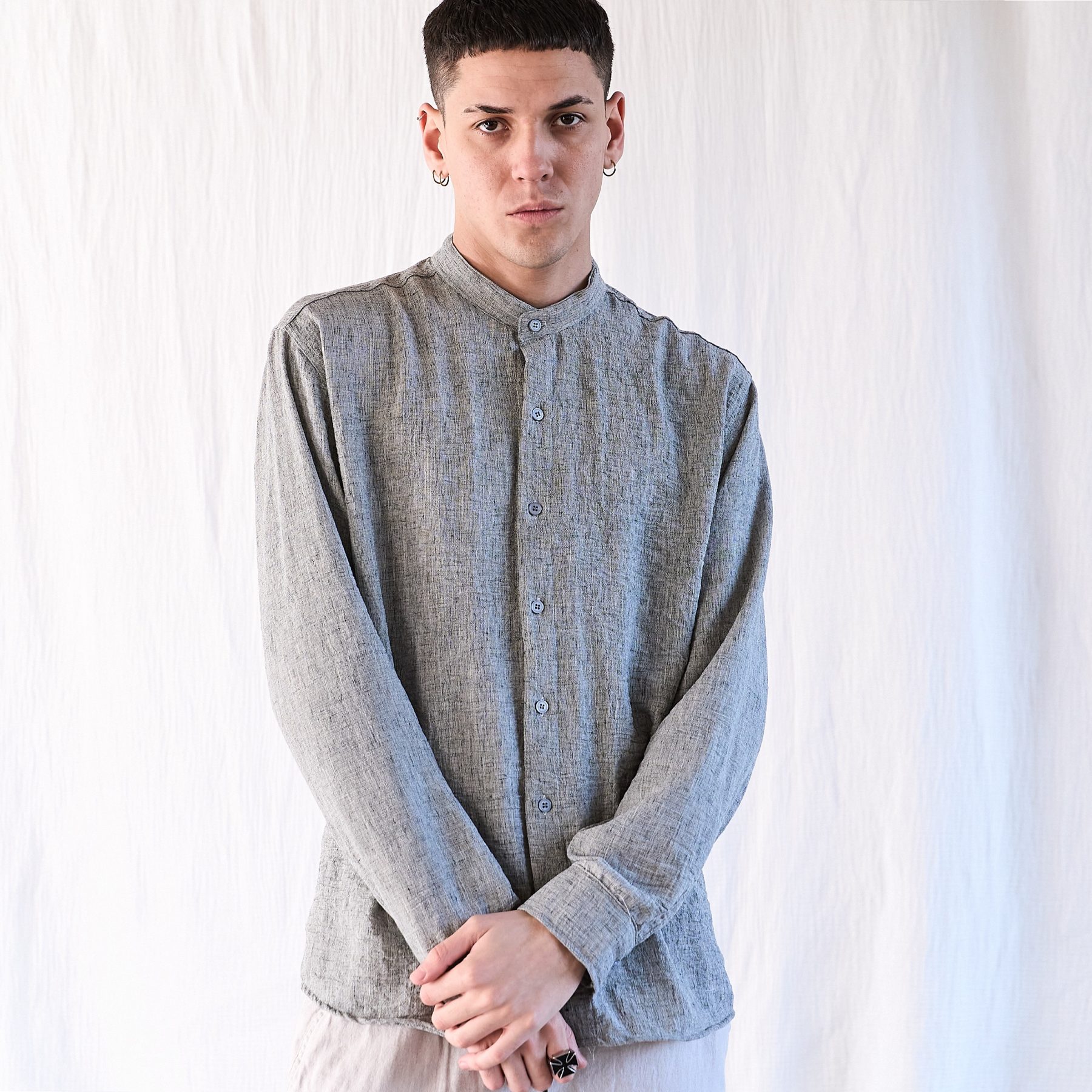 CAMISA DE LINO OVERSIZE CUELLO MAO