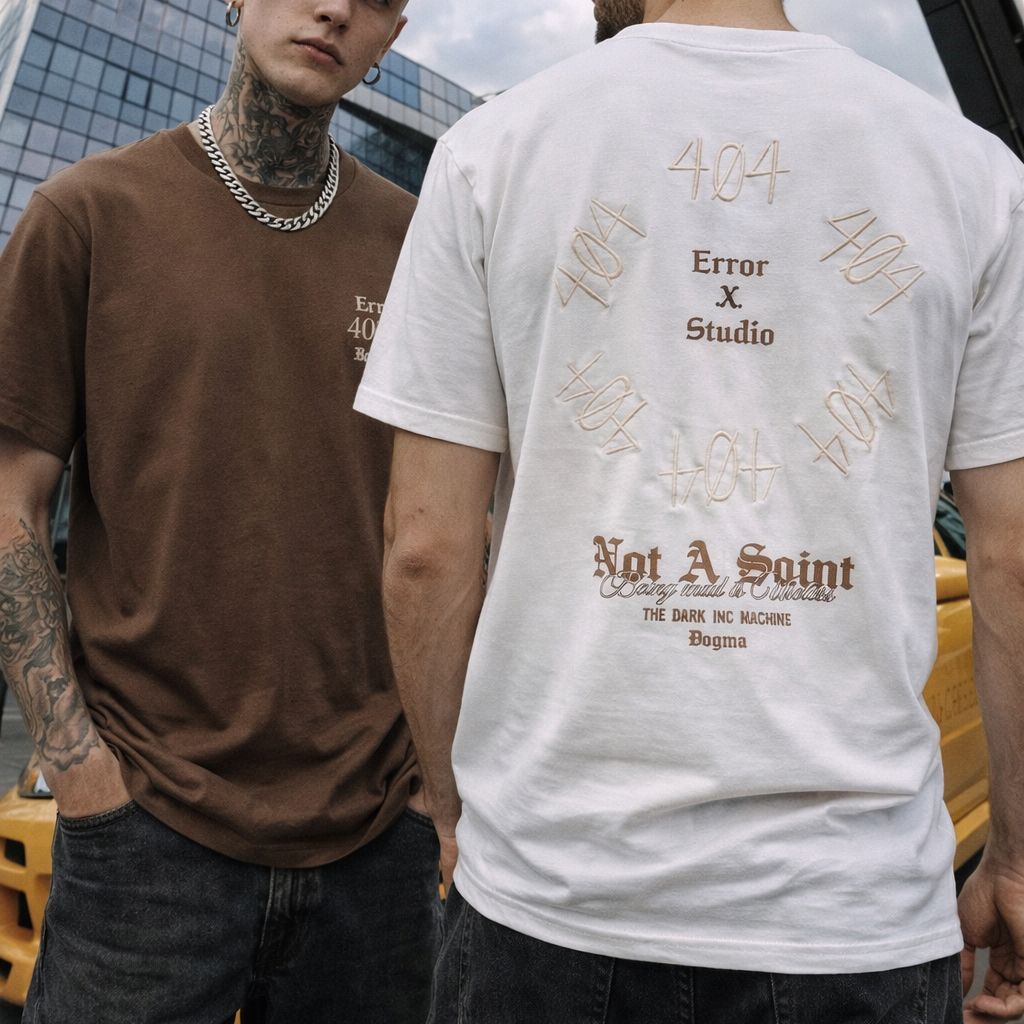 REMERA "ERROR 404" OVERSIZE BORDADA Y ESTAMPADA BACK & FRONT