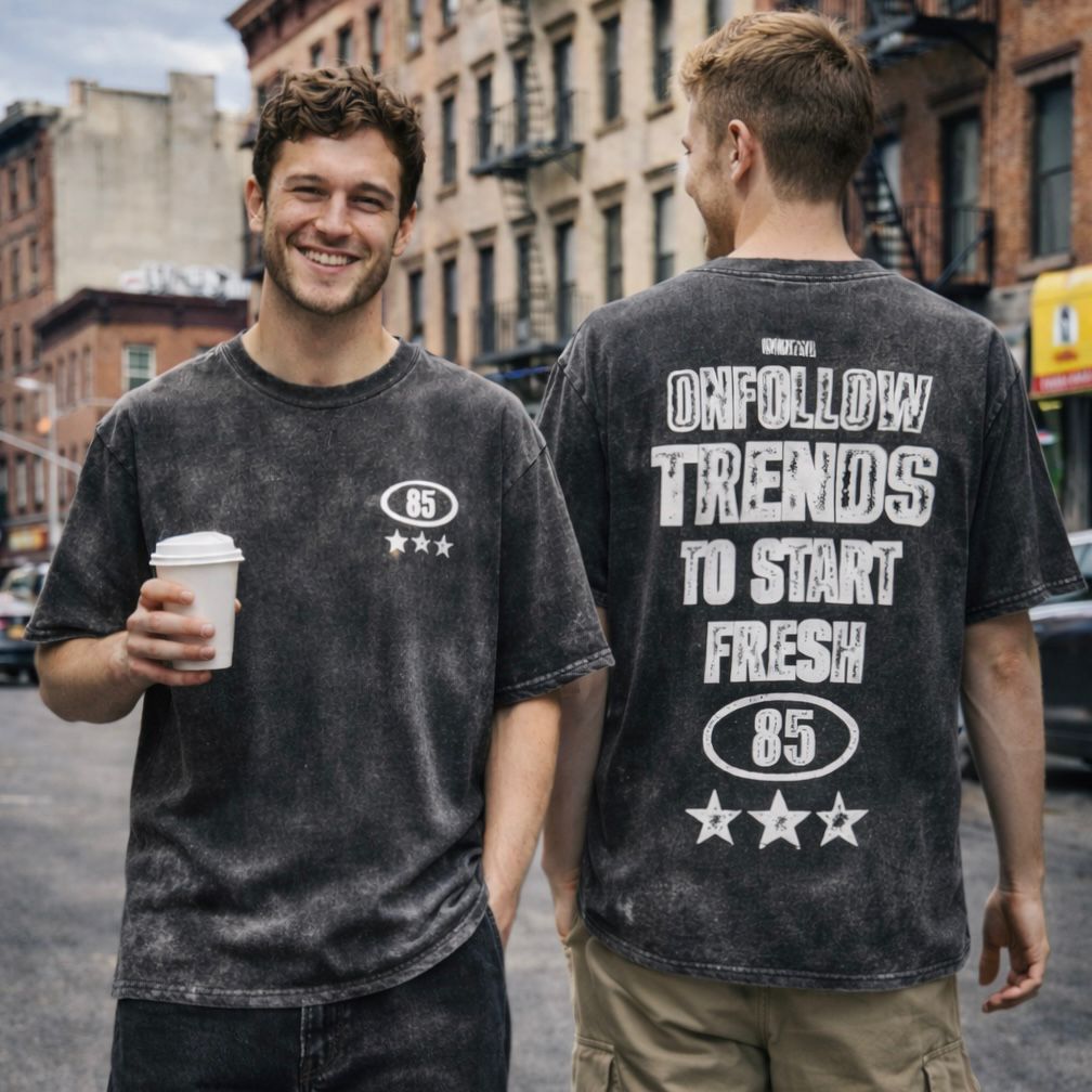 REMERA "ONFOLLOW" OVERSIZE LAVADO LOCALIZADO