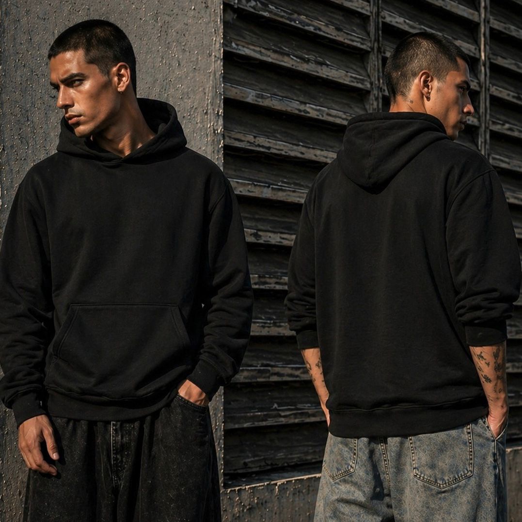 BUZO CANGURO OVERSIZE BASICO BLACK